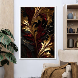 The Marble-Lux Collection: Dark Red & Vibrant Gold 04 - NicheCanvas