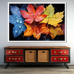 Autumnal Raindrop Leaves - NicheCanvas