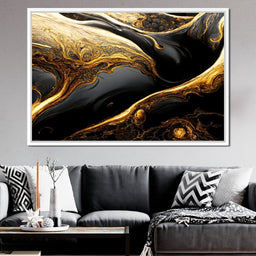 Luxury Abstract Marble in Black & Gold - NicheCanvas