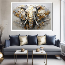 Silver and Gold Elephant - NicheCanvas
