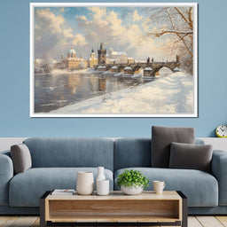 Winters Golden Glow Over Prague - NicheCanvas