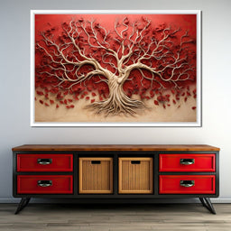 Gold and Red Tree of Life - NicheCanvas