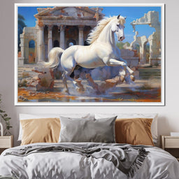 White Horse Gallop Amidst Ruins - NicheCanvas