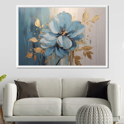 Golden Lotus in Turquoise Bloom - NicheCanvas
