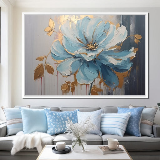 Golden Petals in Turquoise Bloom Canvas Print