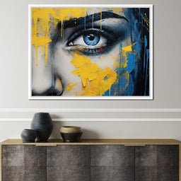 Blue Yellow Urban Graffiti Eye - NicheCanvas