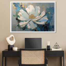 Turquoise Gold Flower in Bloom - NicheCanvas