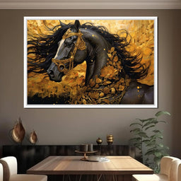 Gilded Black Horse - NicheCanvas