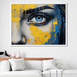 Blue Yellow Urban Graffiti Eye - NicheCanvas