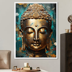 Golden Gaze of Buddha's Visage - NicheCanvas