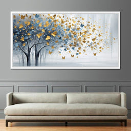 A Touch of Blue in a Golden Grove - NicheCanvas