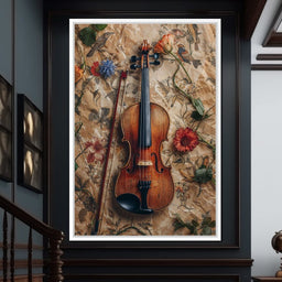 Violin Strings and Floral Notes - NicheCanvas