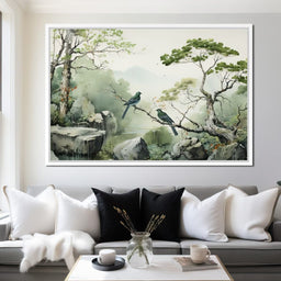 Misty Mountain Aviary Serene - NicheCanvas