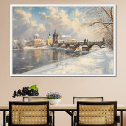 Winters Golden Glow Over Prague - NicheCanvas