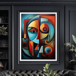 Scarlet, Sienna, and Mustard Cubism - NicheCanvas