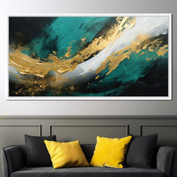 Emerald Currents with Gold - NicheCanvas