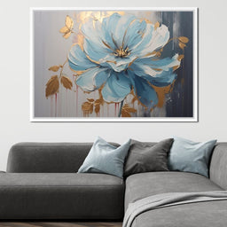 Golden Petals in Turquoise Bloom - NicheCanvas