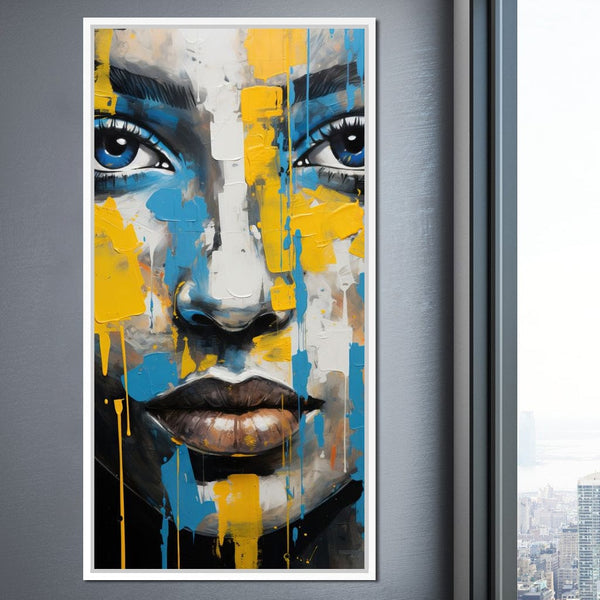 Blue Yellow Urban Graffiti Ralism NicheCanvas