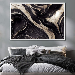 Luxury Abstract Marble in Black & White - NicheCanvas