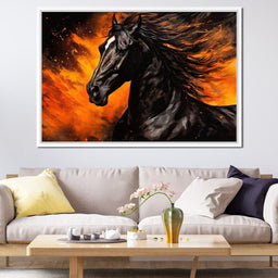 Ebony Blaze Amidst Ember Glow - NicheCanvas