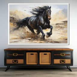 Stocky Black Horse - NicheCanvas
