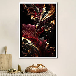 The Marble-Lux Collection: Dark Red & Vibrant Gold 02 - NicheCanvas