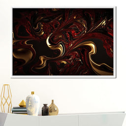 The Marble-Lux Collection: Dark Red & Vibrant Gold 14 - NicheCanvas