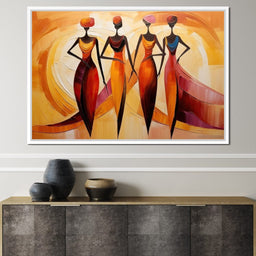 Golden Trio in Maroon Elegance - NicheCanvas