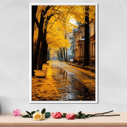 Autumn Leaves Along the City Road - NicheCanvas