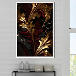 The Marble-Lux Collection: Dark Red & Vibrant Gold 04 - NicheCanvas