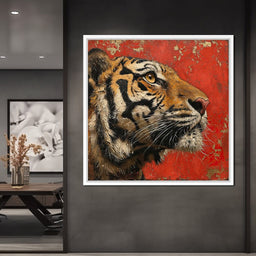 Tiger Gaze in Vermilion Majesty - NicheCanvas