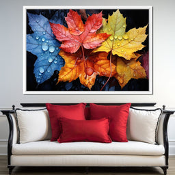 Autumnal Raindrop Leaves - NicheCanvas