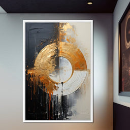 Abyssal Echoes in Gold Abstract - Tanni Cylon - NicheCanvas