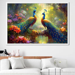 Two Peacocks - NicheCanvas