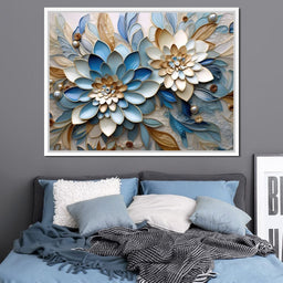 Floral Symphony in Blue & White - NicheCanvas