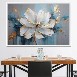 Golden Bloom in Turquoise Dream | NicheCanvas