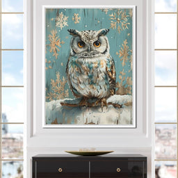 Winter Owls Golden Gaze - NicheCanvas