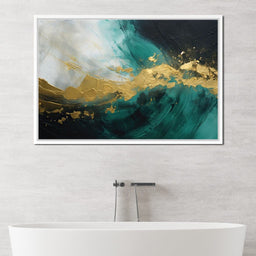 Emerald Tide with Golden Crest - NicheCanvas