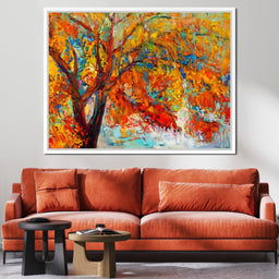 Red & Yellow Autumn Tree - NicheCanvas