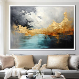 Gold and Teal Abstraction - NicheCanvas