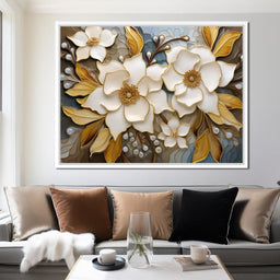 Golden Vortex of Organic Blooms - NicheCanvas