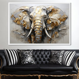 Silver and Gold Elephant - NicheCanvas
