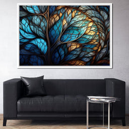 Mosaic Majesty in Beige and Sky Blue - NicheCanvas