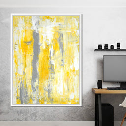 Grey & Yellow Abstract Art Painting - NicheCanvas