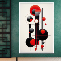 Architectural Symphony in Red and Charcoal - NicheCanvas