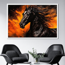 Ebony Blaze Amidst Ember Glow - NicheCanvas