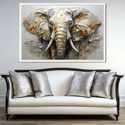 Silver and Gold Elephant - NicheCanvas