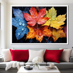 Autumnal Raindrop Leaves - NicheCanvas