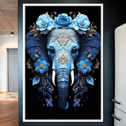 Elephant Bloom in Mystic Blue - NicheCanvas