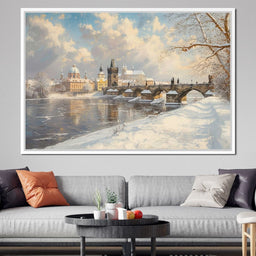 Winters Golden Glow Over Prague - NicheCanvas
